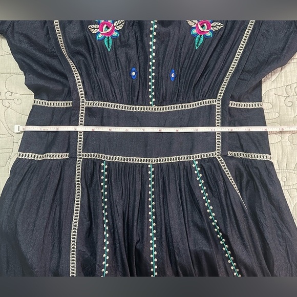 NEW Isabel Marant Caroline Embroidered Silk-satin Midi Dress Sz 36 Faded Black - Picture 12 of 16